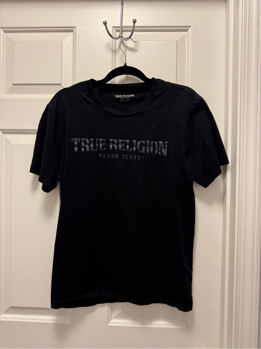 True Religion Black Crew Neck Logo Tee